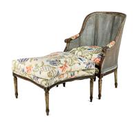 A Louis XVI Style Blue-Painted Duchesse Brisée