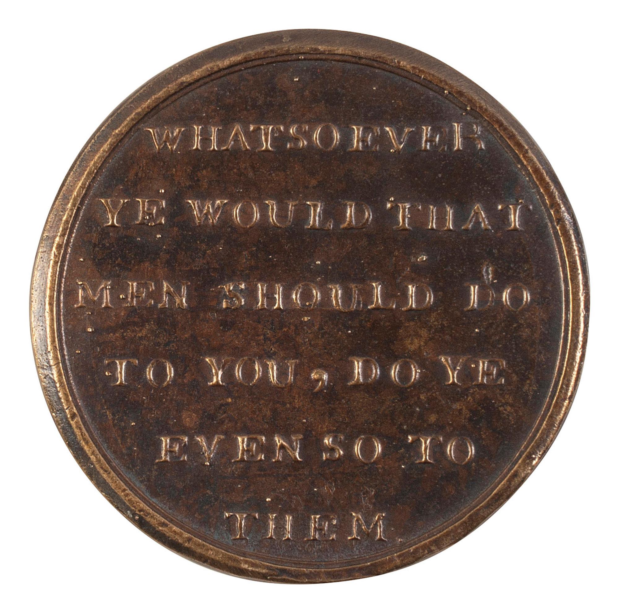 [ENSLAVEMENT & ABOLITION]. Anti-slavery "Am I Not a Man and a Brother?" token.