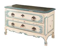 A Louis XV Provincial Blue and Cream-Painted Commode