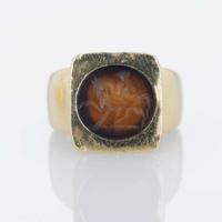 Two 18K yellow gold lady's gemstone rings