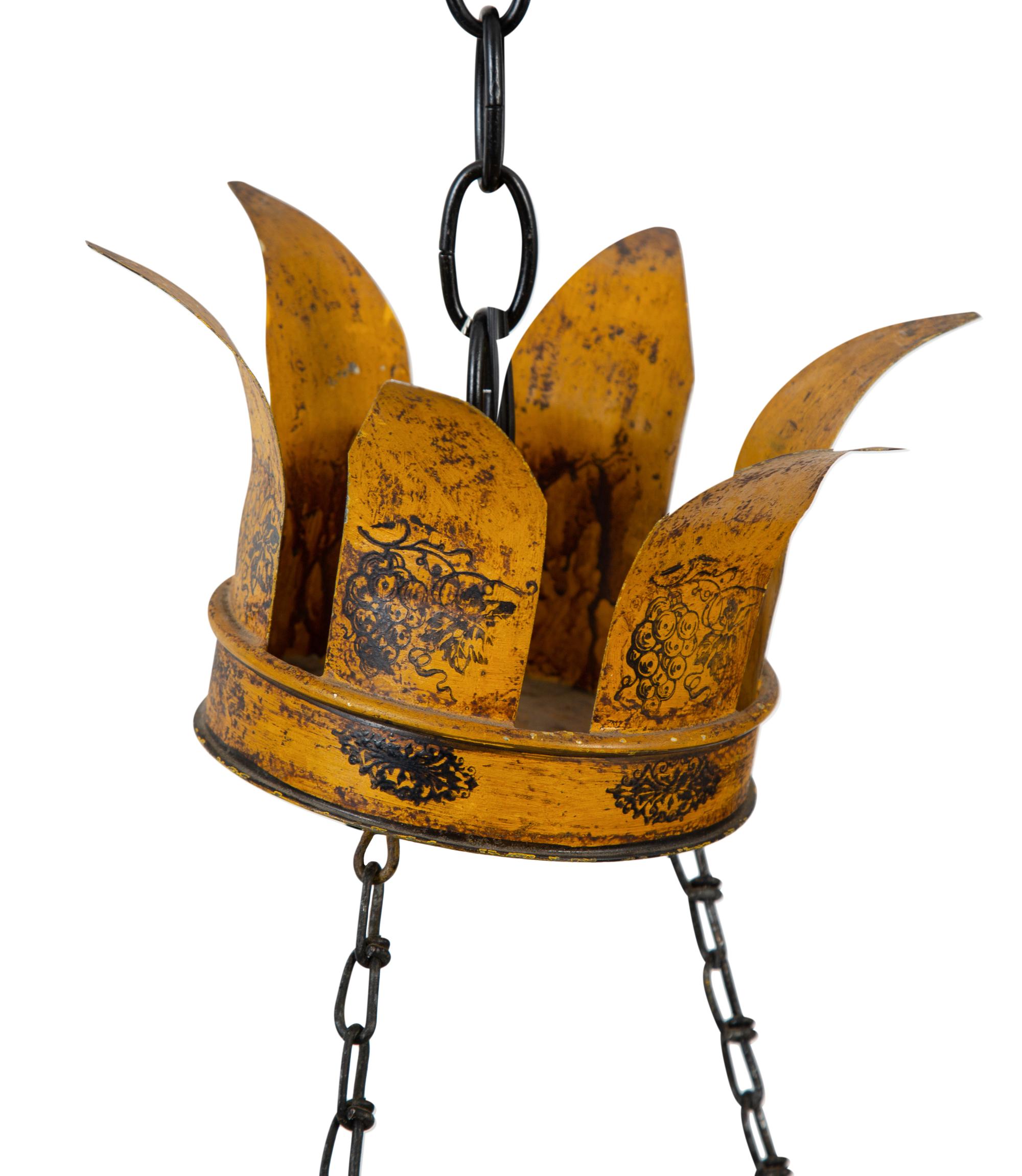 A Pair of French Tole Six-Light Chandeliers — EARLY 20TH CENTURY