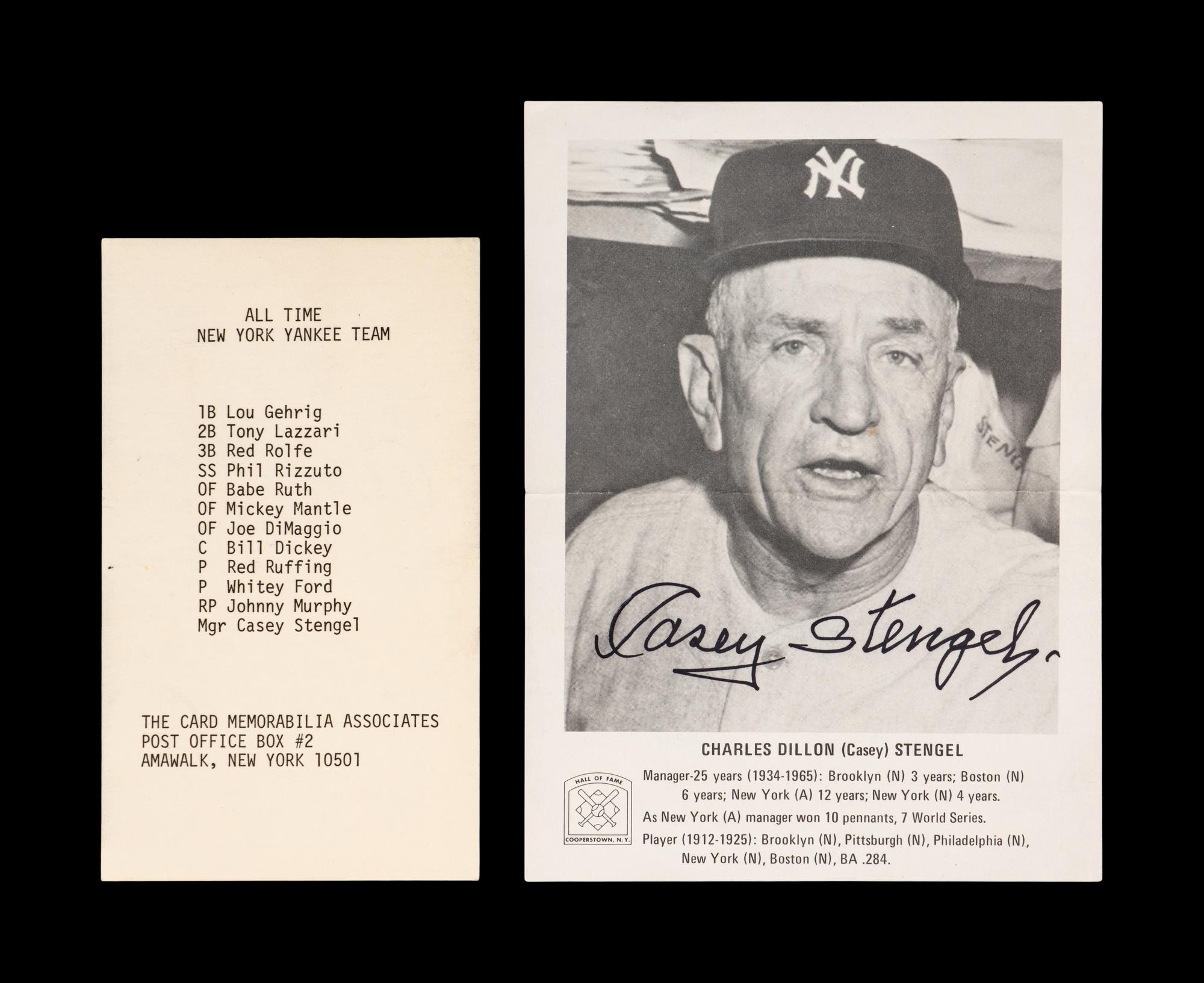 A Collection of Casey Stengel Signed Autographs (Beckett Authentication Services)