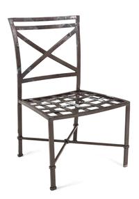 An Assembled Suite of Neoclassical Style Metal Patio Furniture Height 30 x width 44 x depth 24 inches.