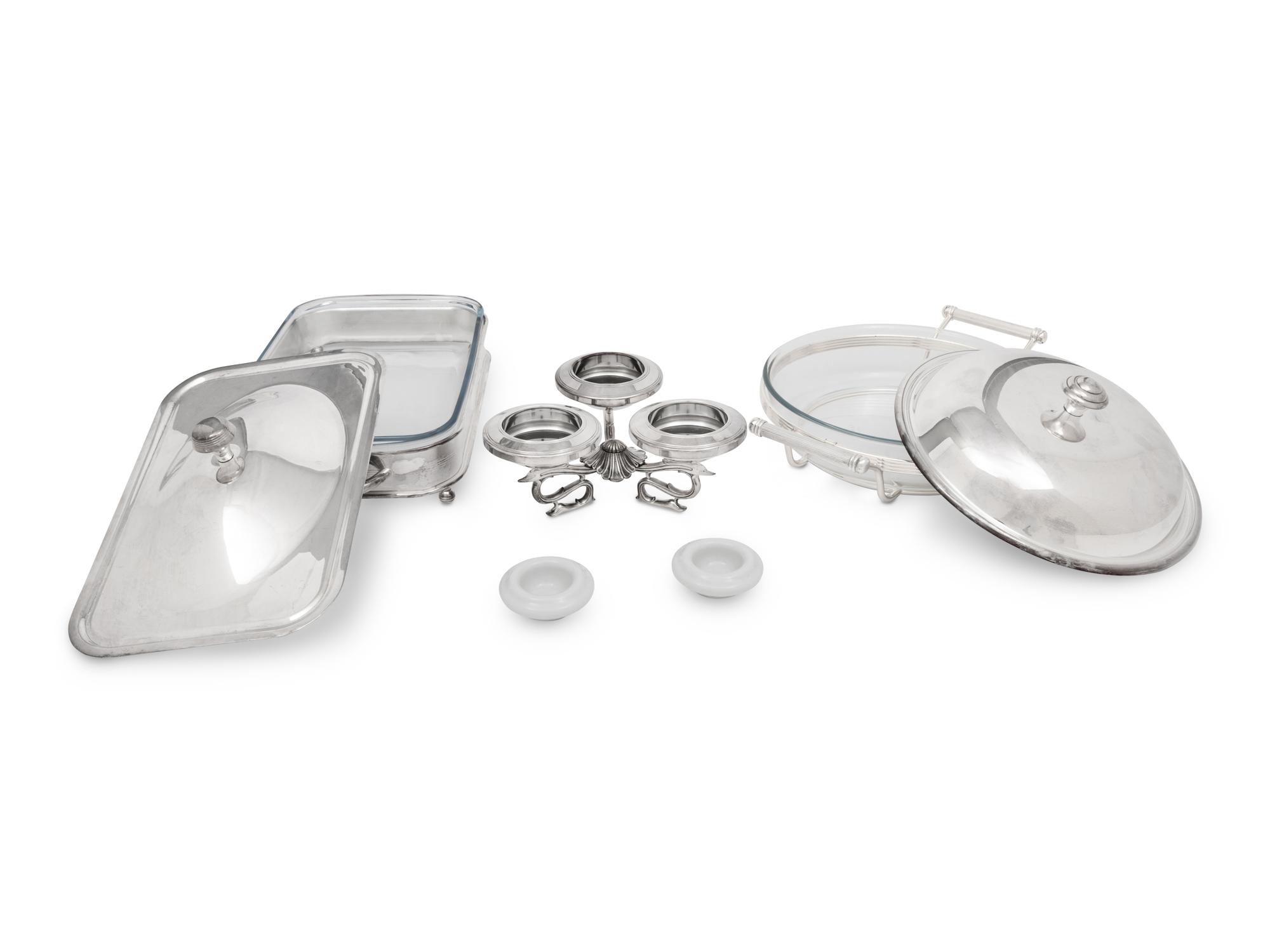 A Christofle Silver-Plate Covered Serving Dish and Caviar Server