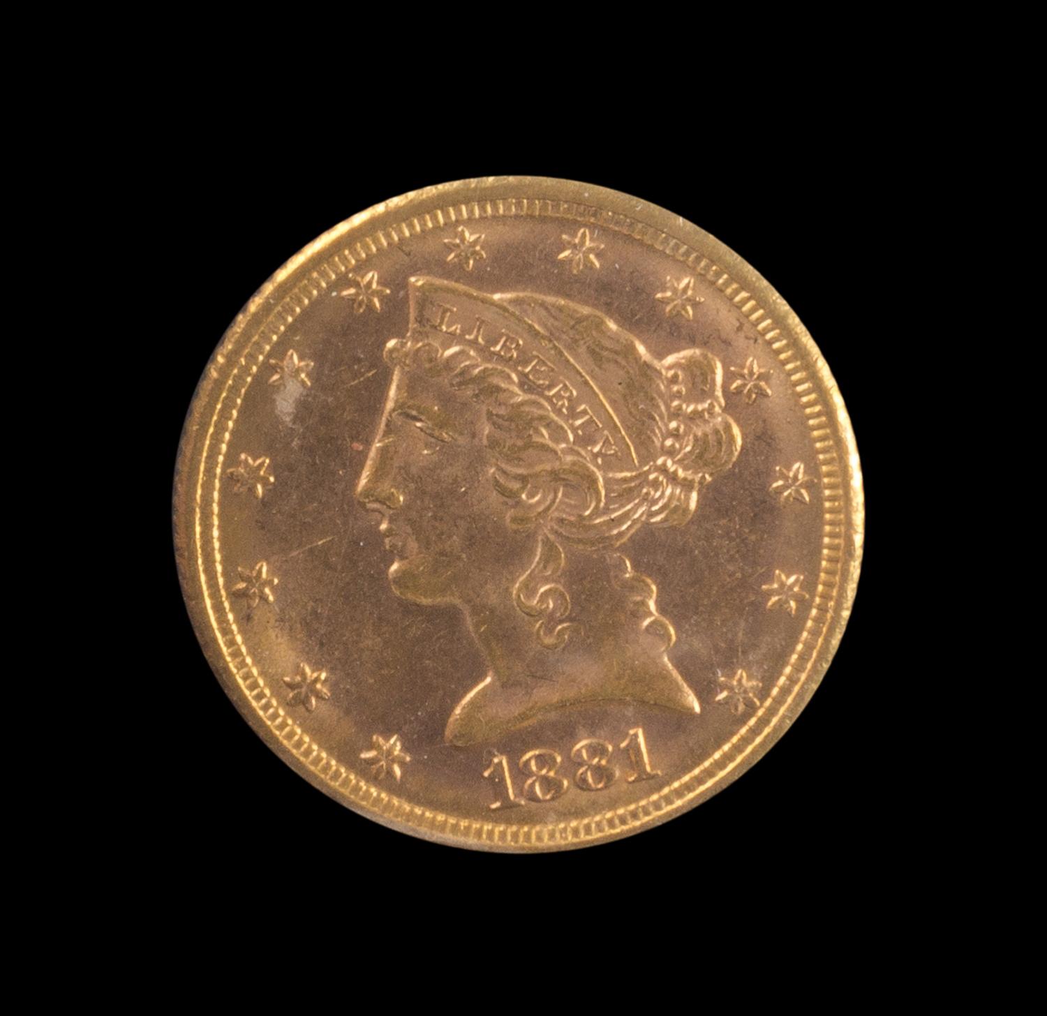 A United States 1881 Liberty Head $5 Gold Coin