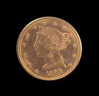 A United States 1881 Liberty Head $5 Gold Coin