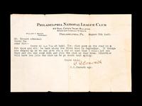 A C.C. Gavvy Cravath Signed Autograph August 9, 1920 Letter as Manager of Philadelphia Phillies
