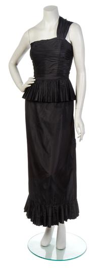 A Chanel Black Taffeta Single Shoulder Gown,
