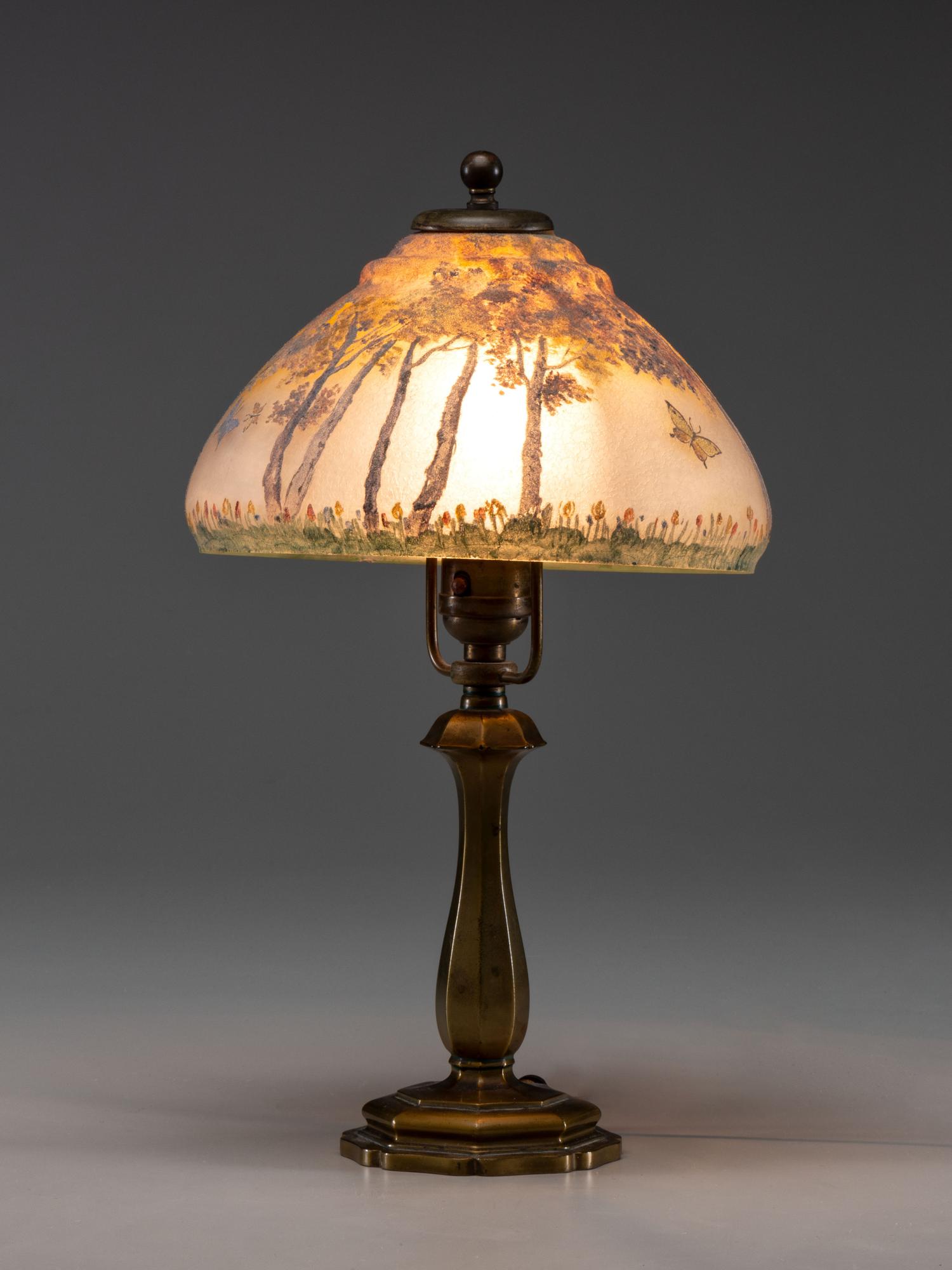 Reverse-Painted Boudoir Table Lamp