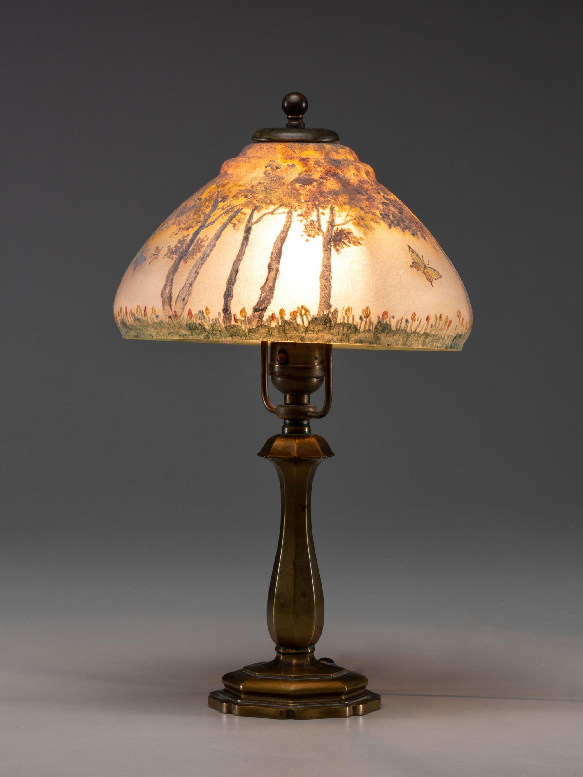 Reverse-Painted Boudoir Table Lamp