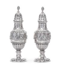 A Pair of Continental Silver Casters, 19th Century,