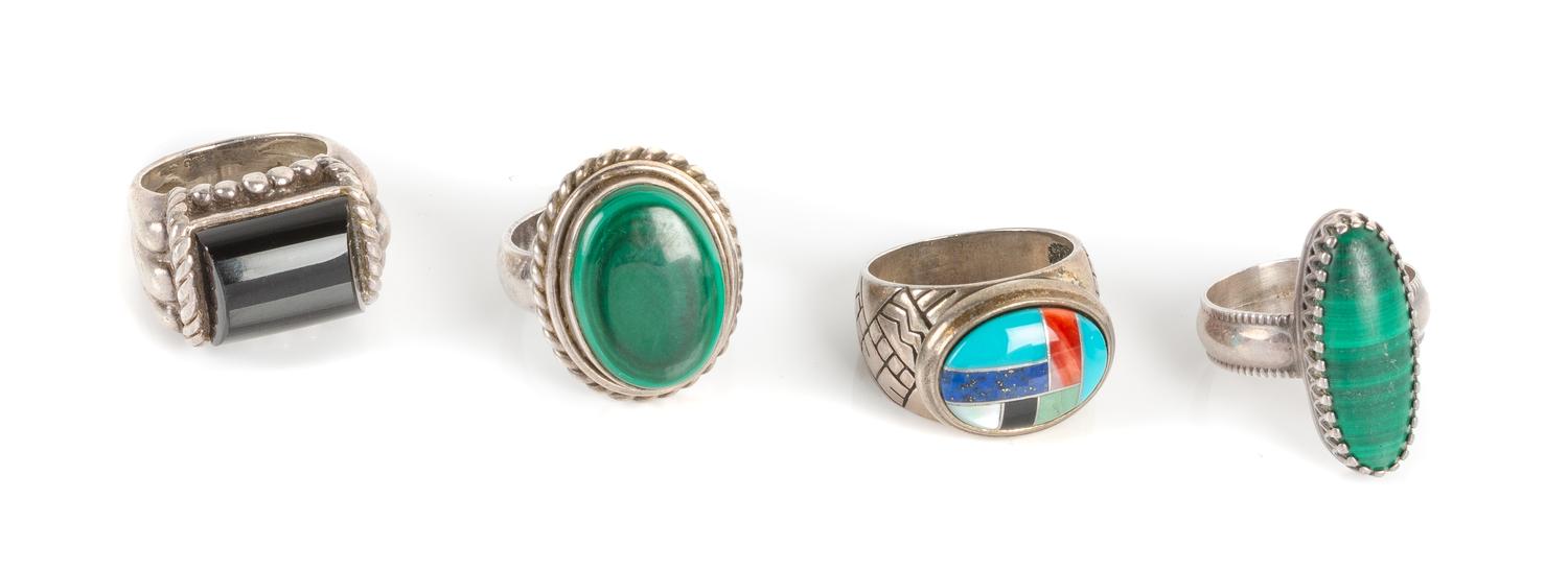 Four Southwestern Style Rings