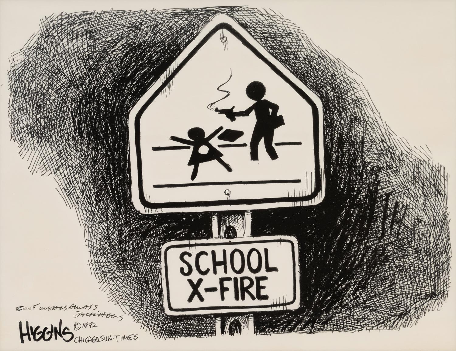 (Cartoon Art) HIGGINS, Jack (1954). A group of 7 cartoons by Jack Higgins, comprising: