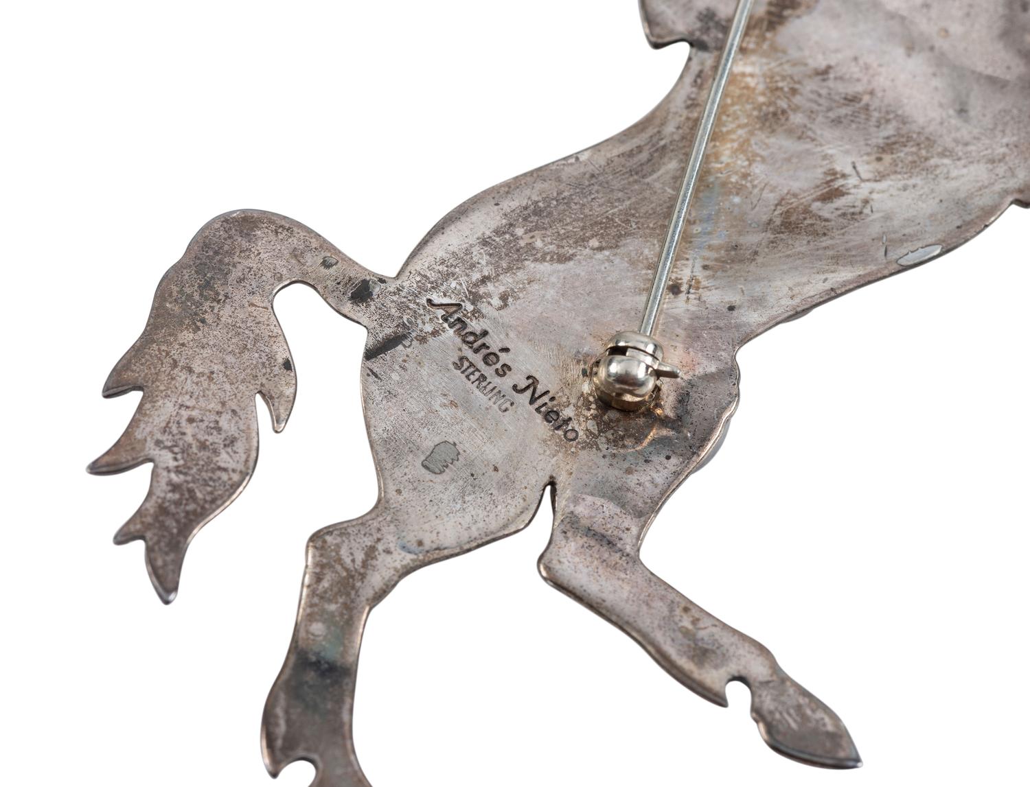 Navajo Sterling Silver Horse and Buffalo Pins / Pendants, with Inlay