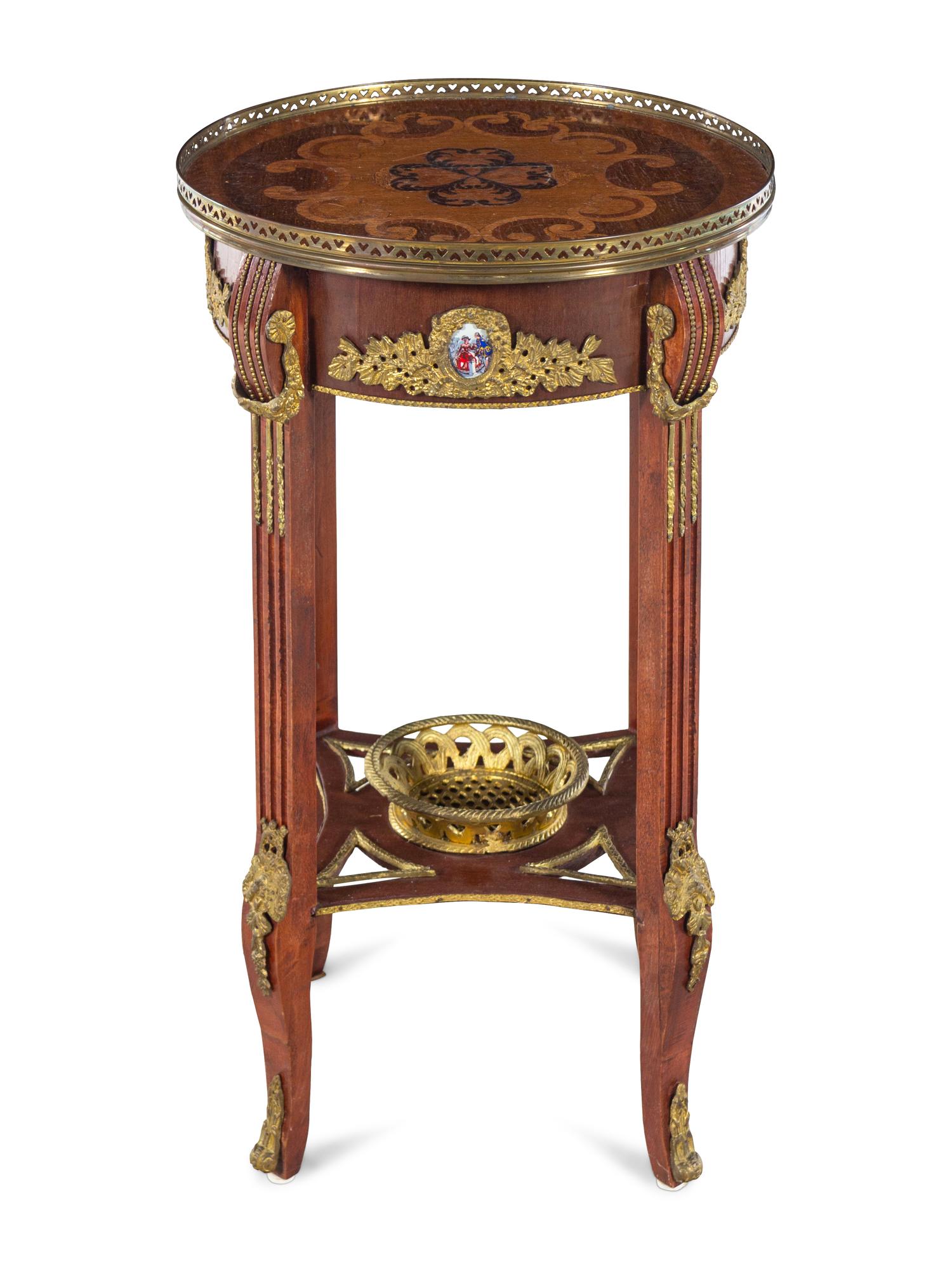 A Gilt Metal Mounted Side Table in the Manner of Adam Weisweiler