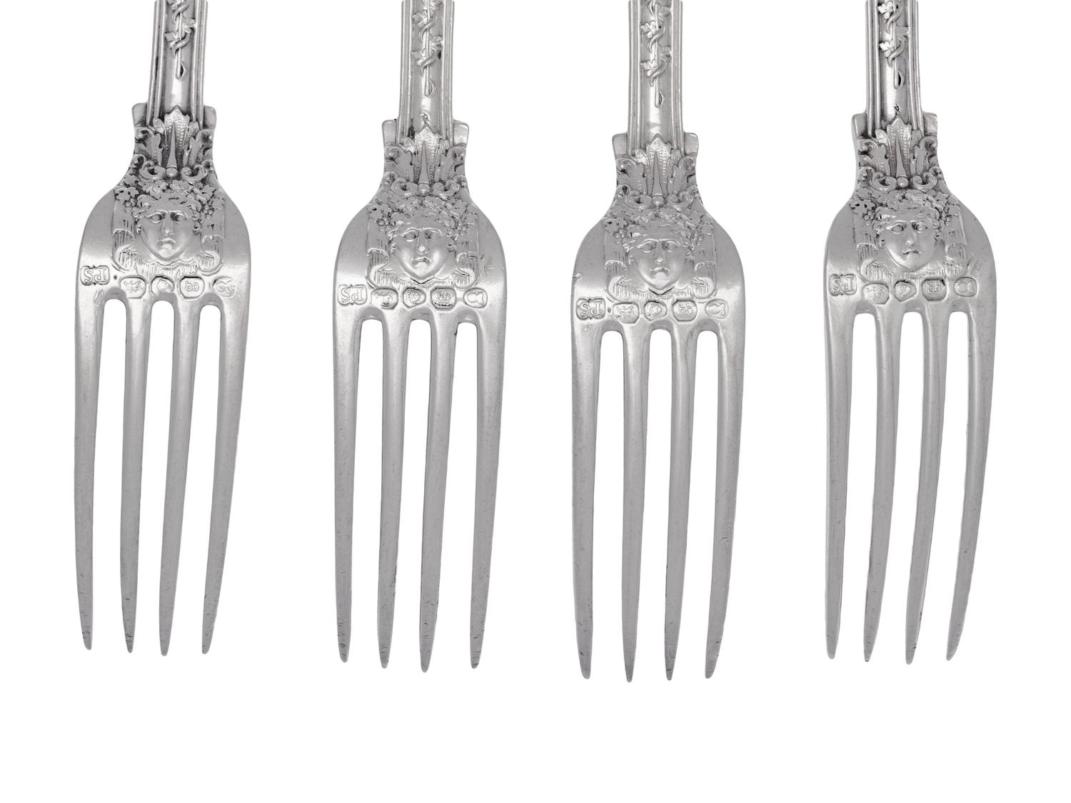 A Set of Four Paul Storr George IV Silver Dessert Forks