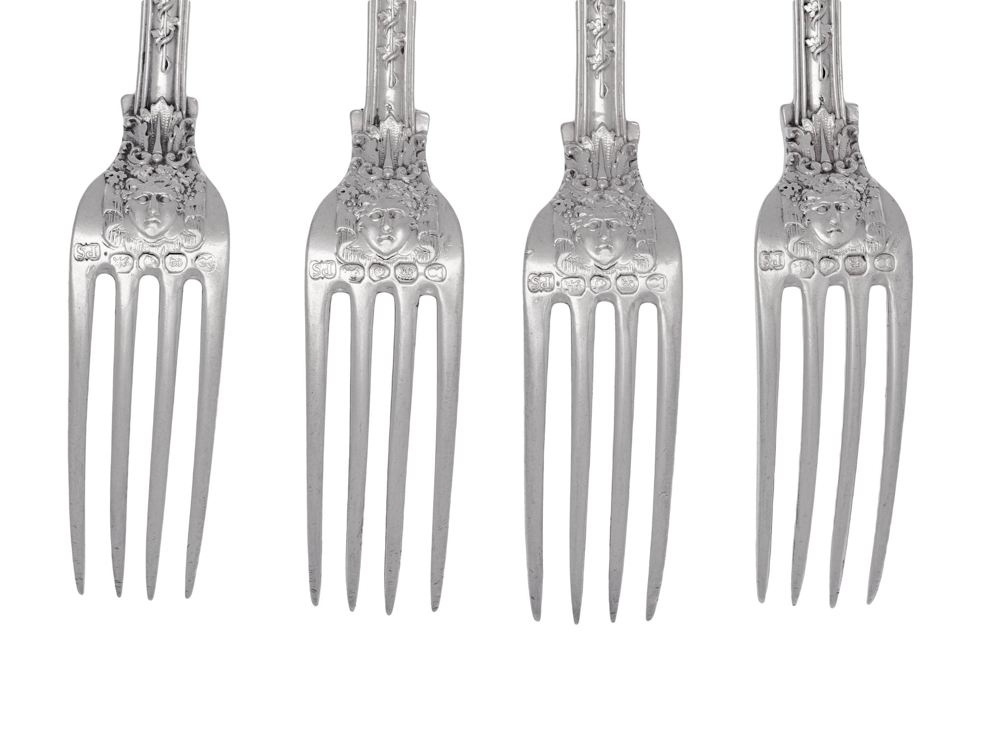 A Set of Four Paul Storr George IV Silver Dessert Forks