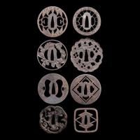 A group of eight Japanese pierced iron tsuba 日本铁制镂空刀镡一组八件 Edo period or earlier ?????