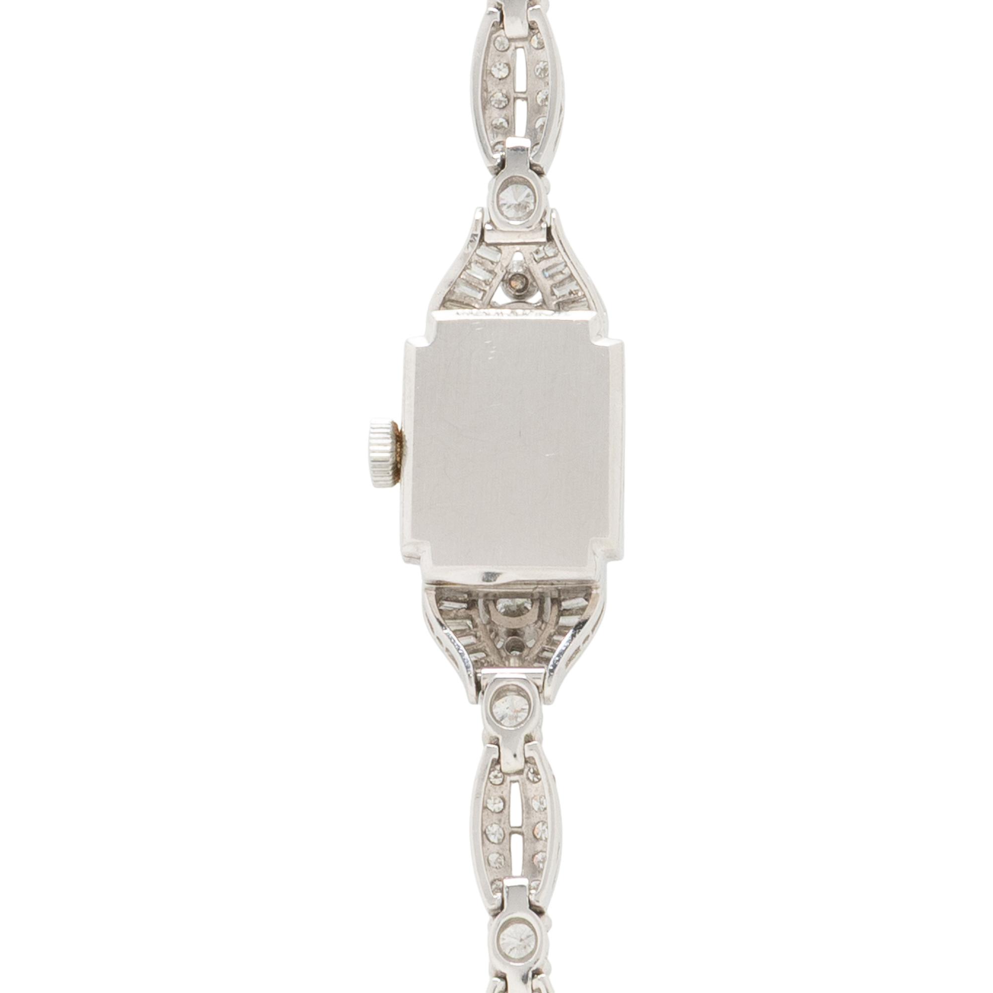 HAMILTON, PLATINUM AND DIAMOND WATCH