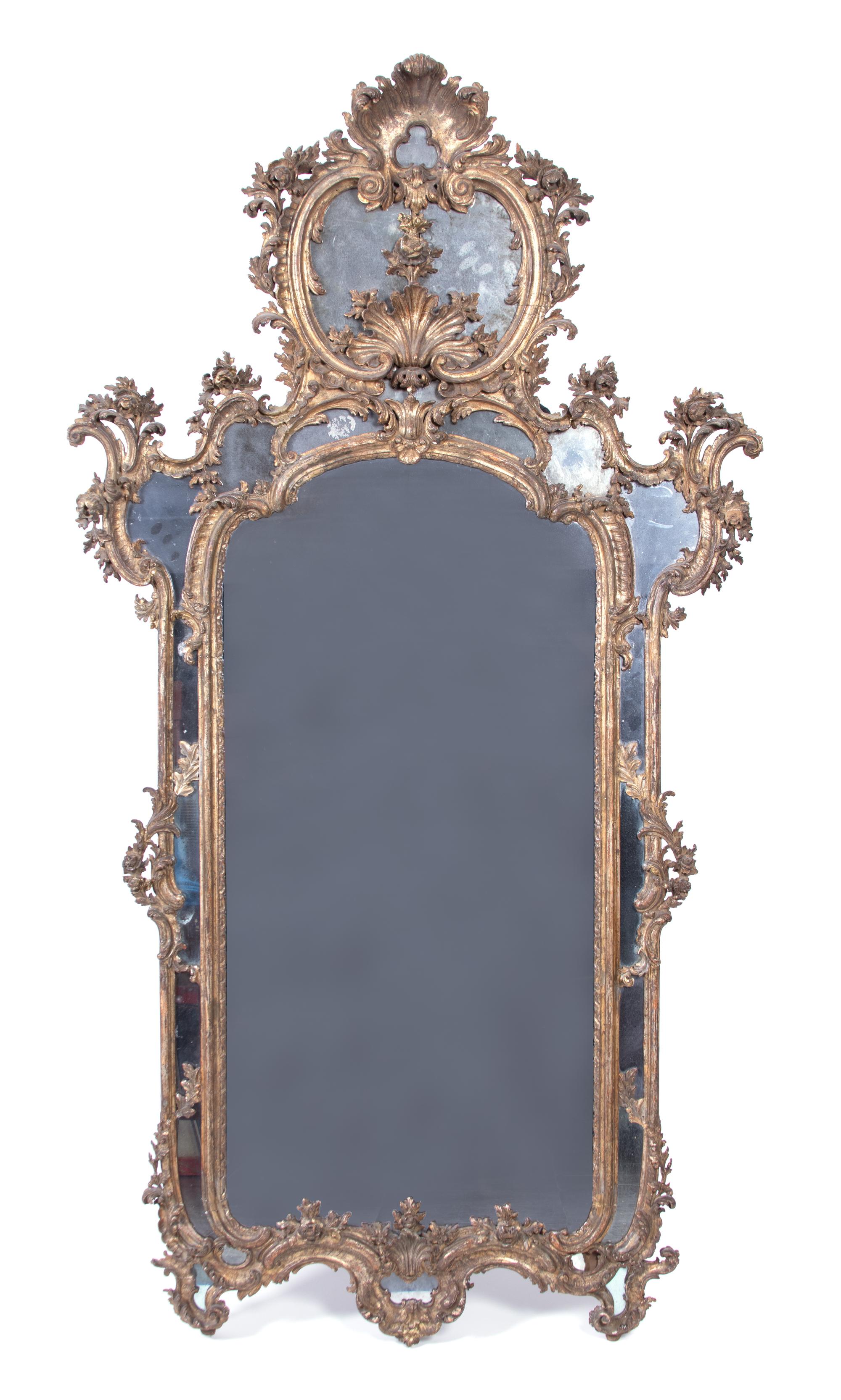 A Louis XV Style Carved Giltwood Mirror — 19TH CENTURY