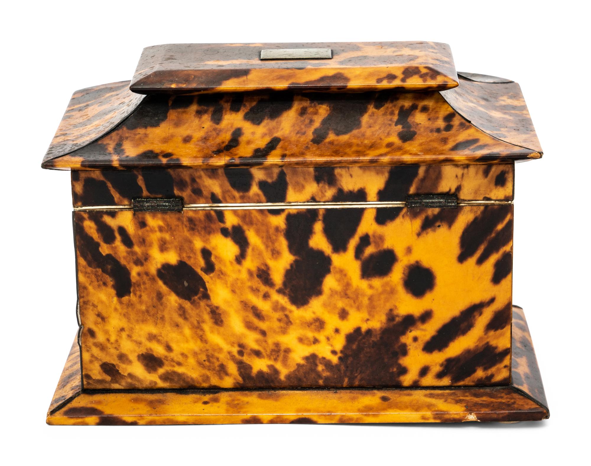 A Regency Tortoiseshell Tea Caddy