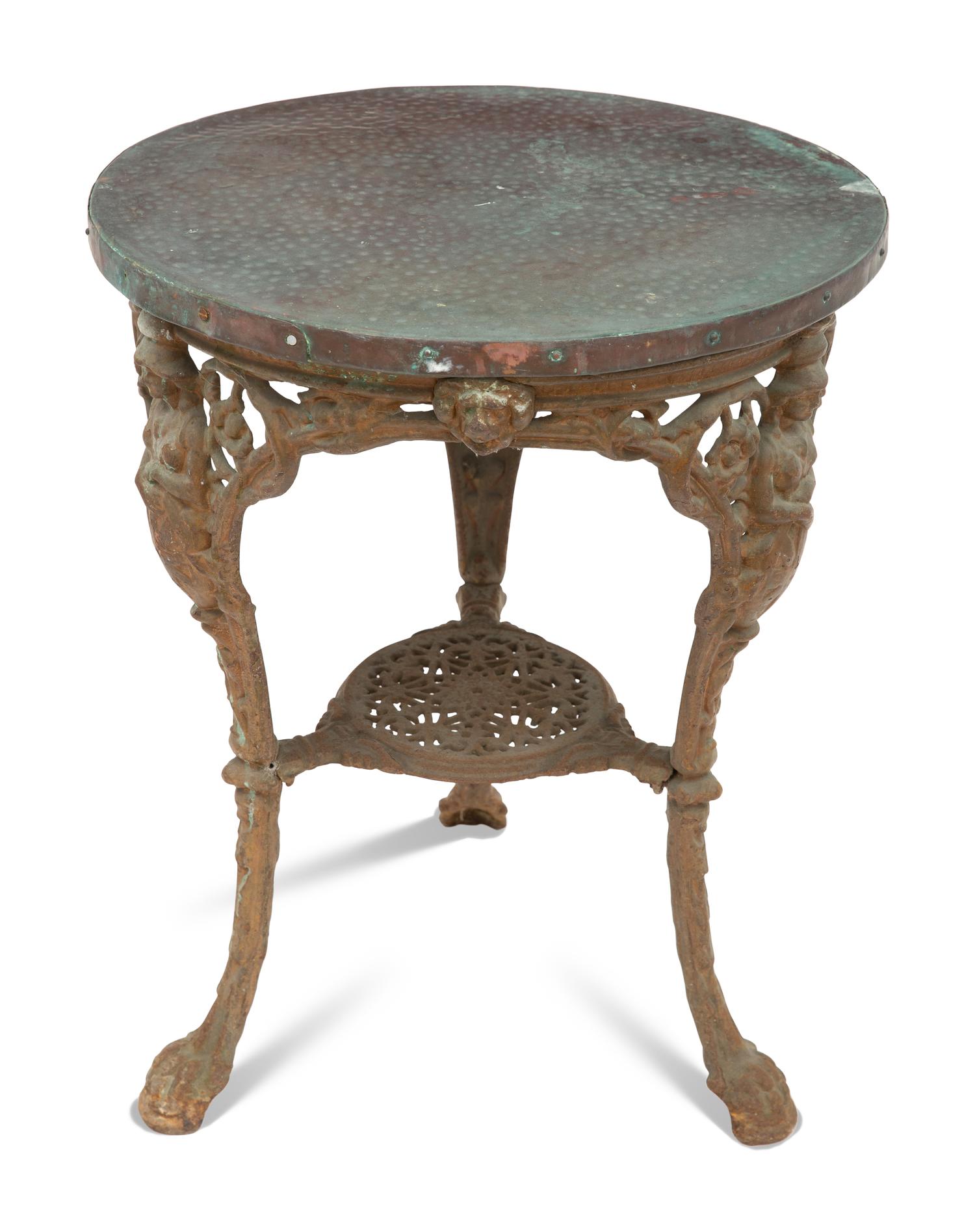 A Victorian Cast Iron and Copper-Top Side Table