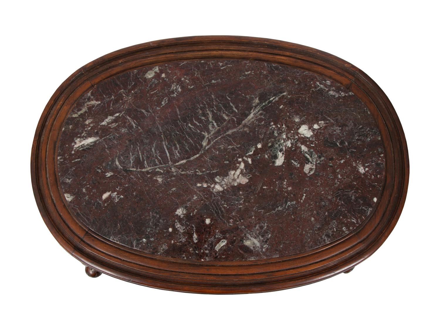 A Louis XVI Style Marble Top Oval Side Table