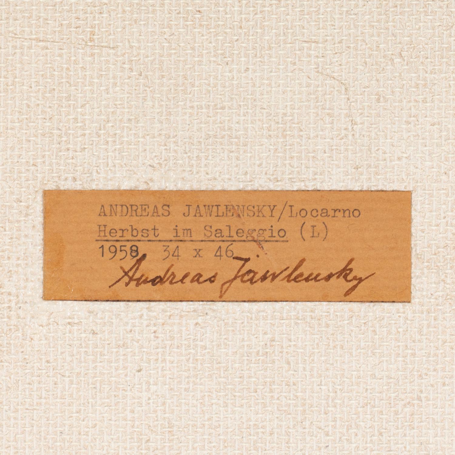 Andre Alexeyevich Jawlensky (Russian, 1902-1984) — Herbst Im Saleggio , 1958