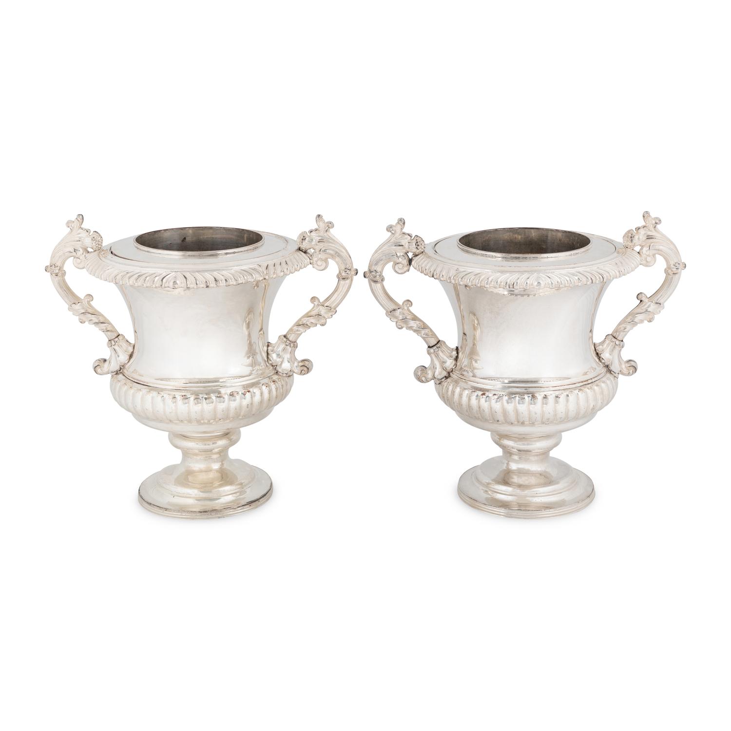 A Pair of English Silver-Plate Wine Coolers