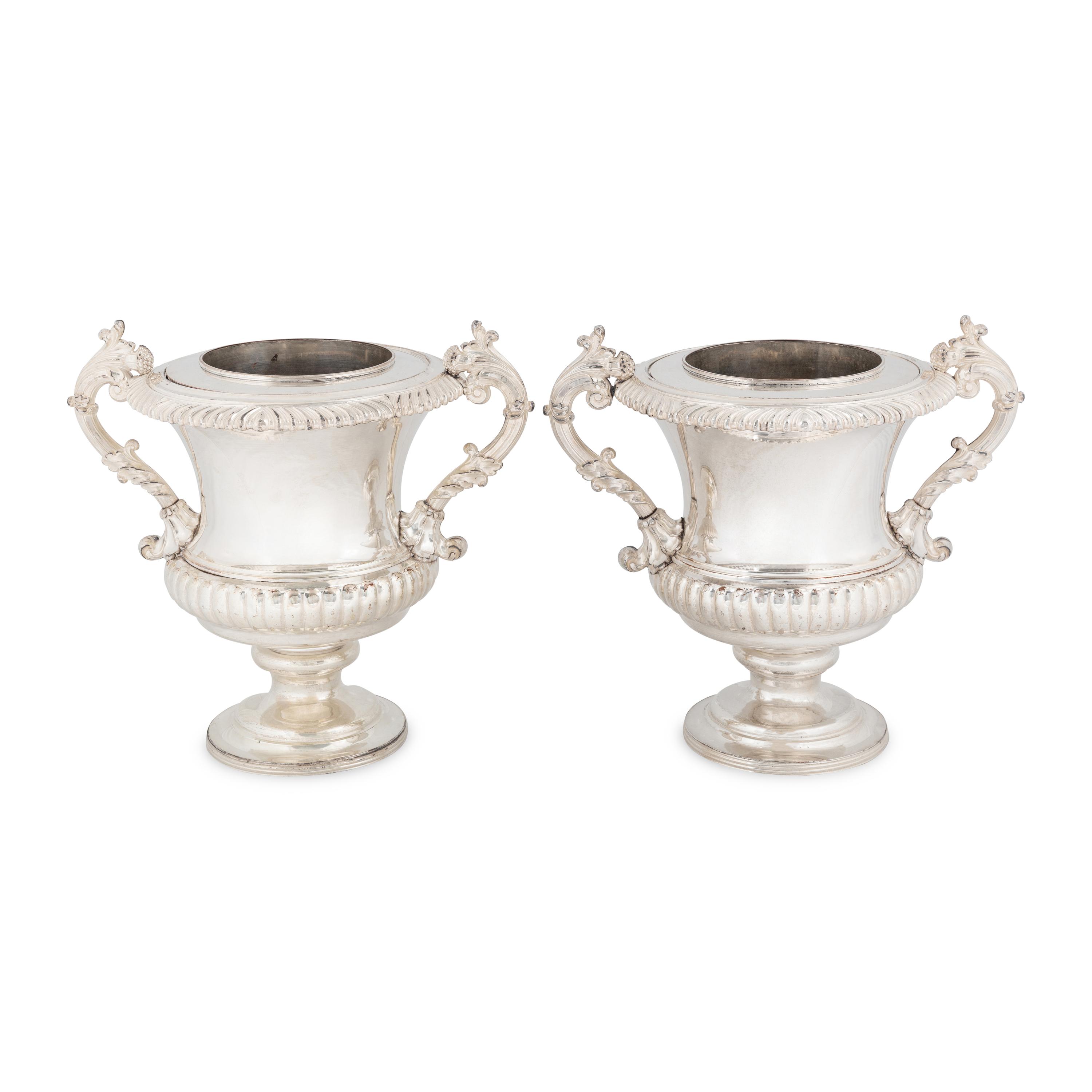 A Pair of English Silver-Plate Wine Coolers