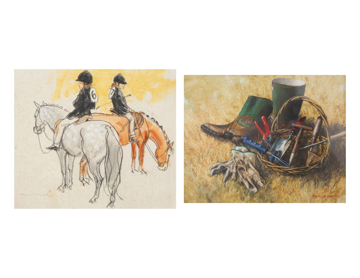 Horse Show Girls and Tools in a Basket (two works)