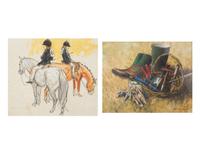 Horse Show Girls and Tools in a Basket (two works)