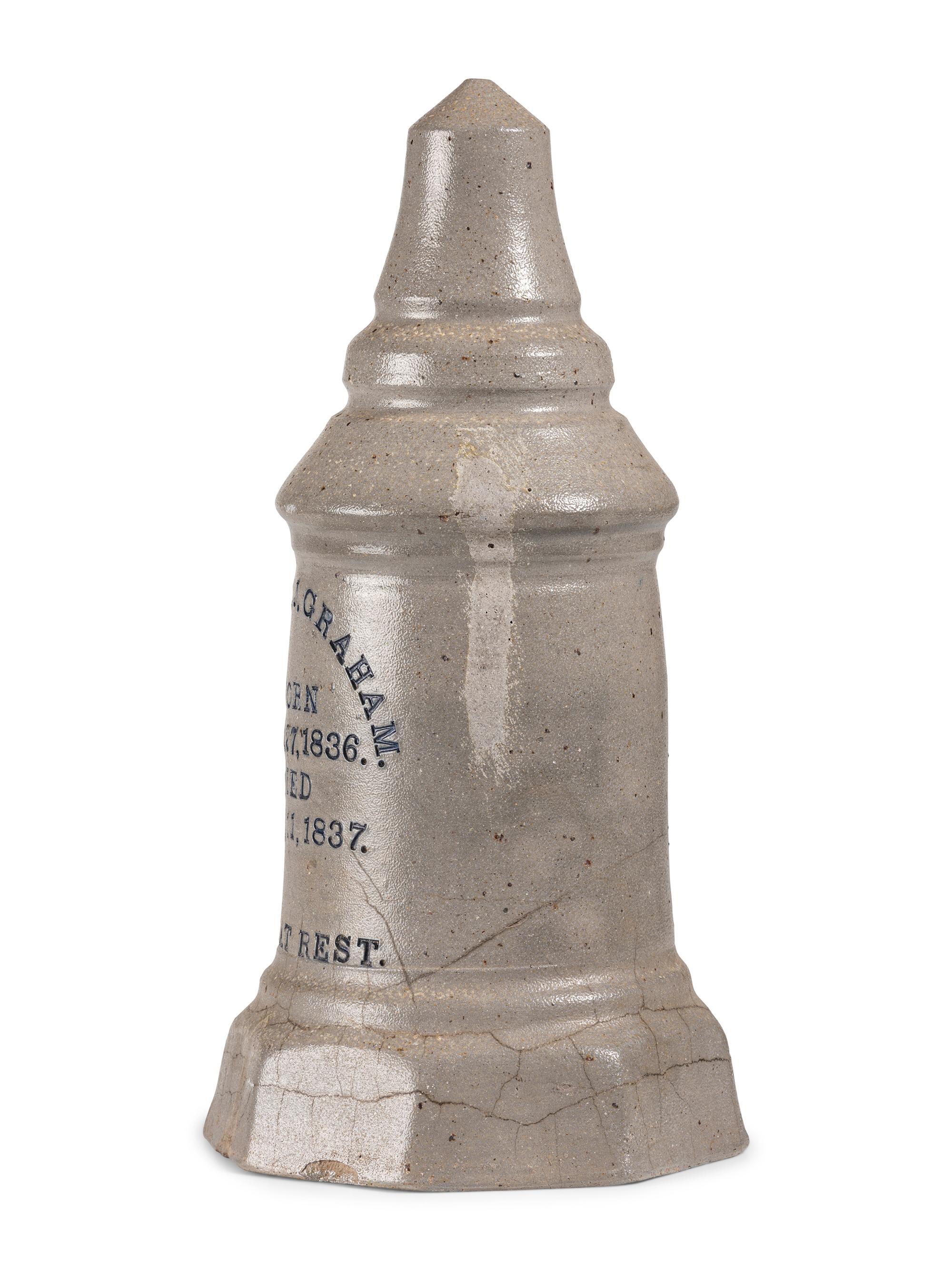 A Cobalt Decorated Stoneware Grave Marker