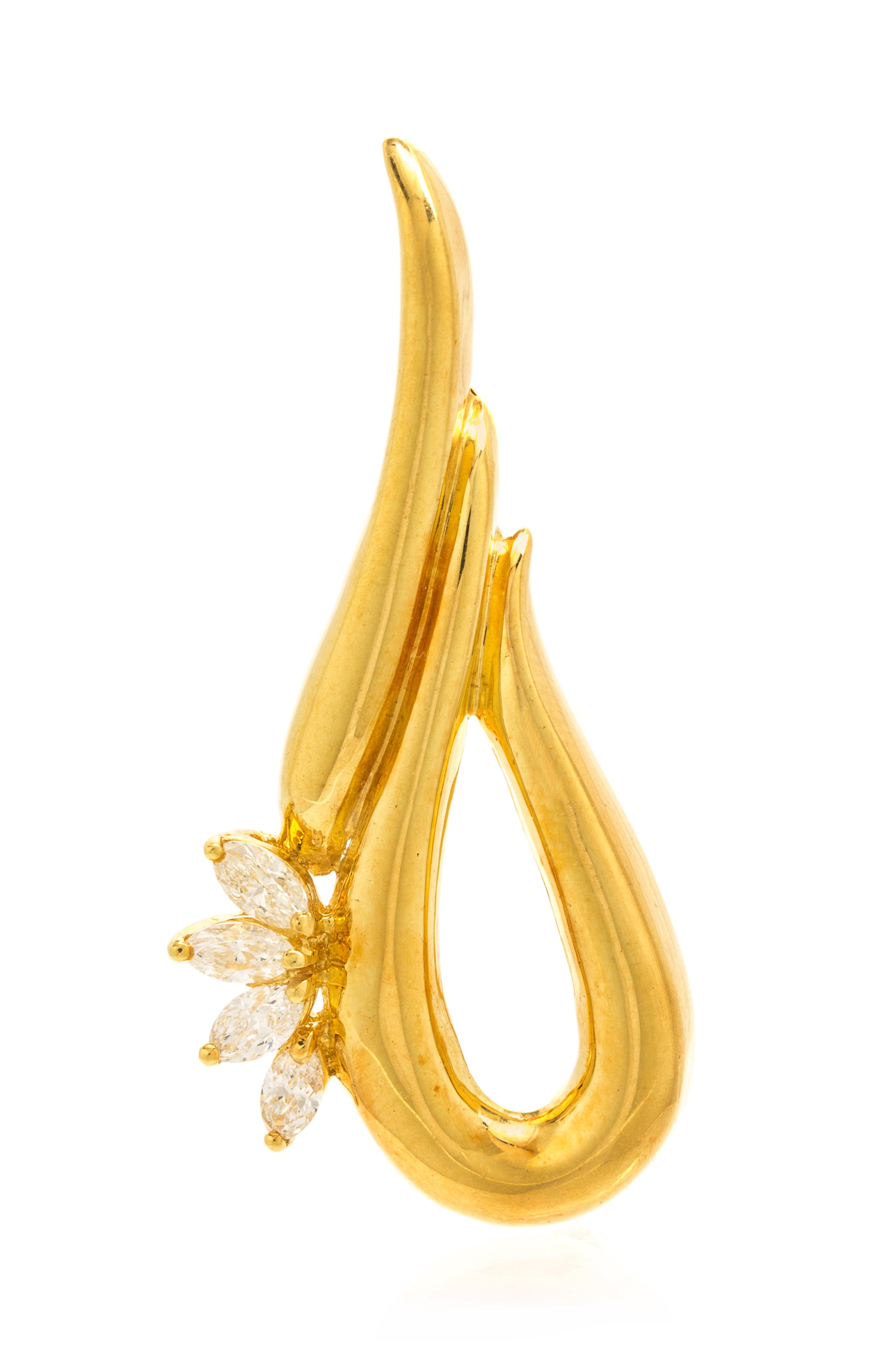 An 18 Karat Yellow Gold and Diamond Brooch, Winward, 6.50 dwts.