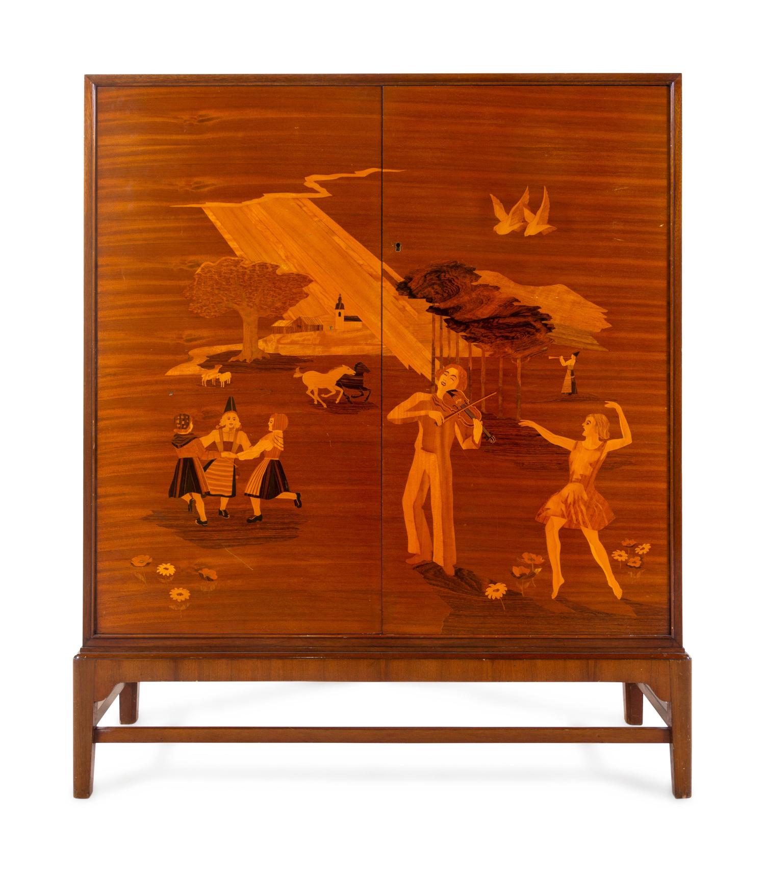 A Continental Marquetry Cabinet