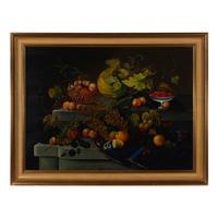 After Severin Roesen, 19th Century — Still Life with Fruits, a Melon, Grapevines and a Glass of Wine