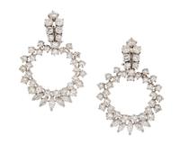 A Pair of Platinum and Diamond Earclips, 11.00 dwts.