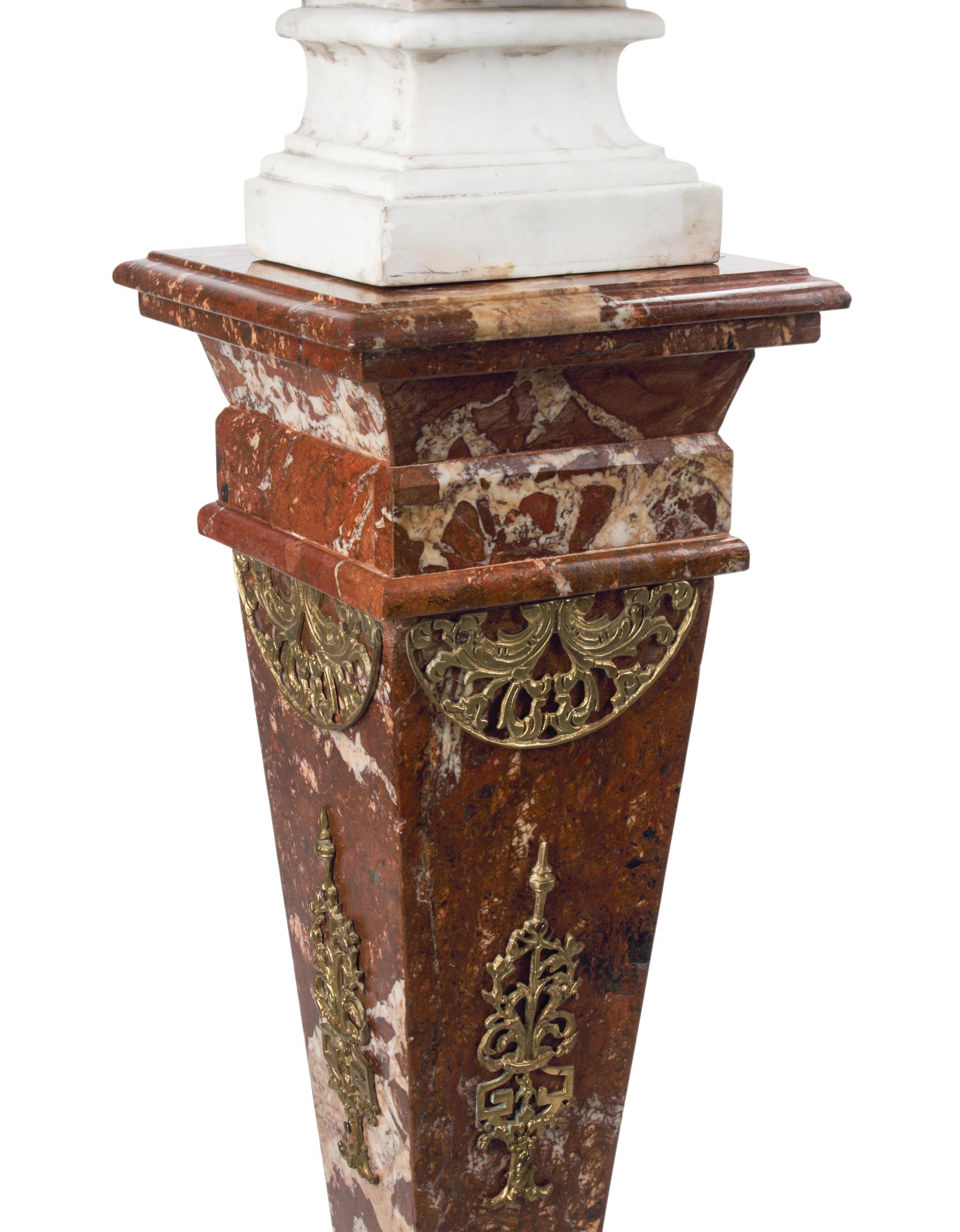 A Pair of Italian Marble, Bronze and Porphyry Busts