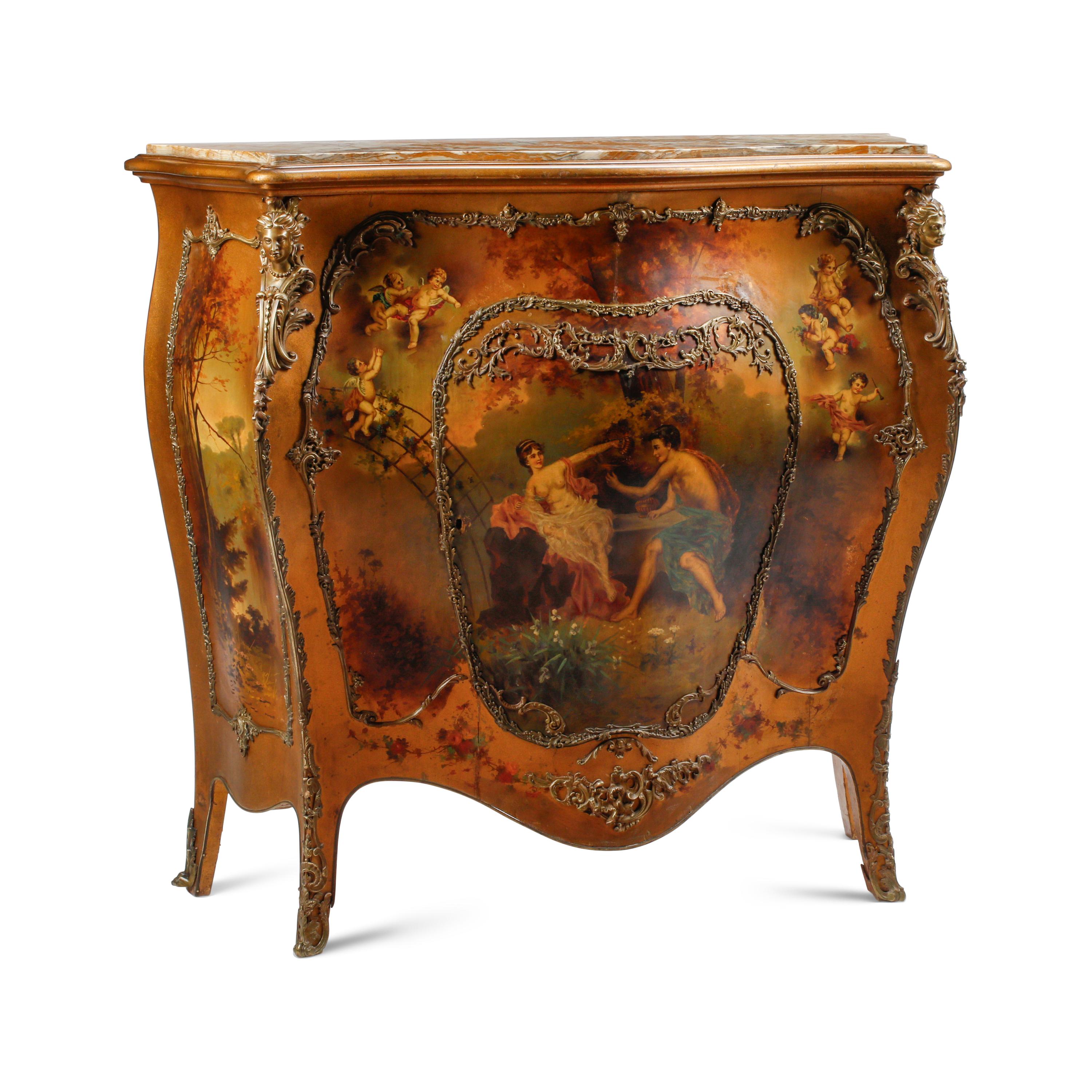 A Louis XV Style Vernis Martin and Gilt Bronze Mounted Cabinet