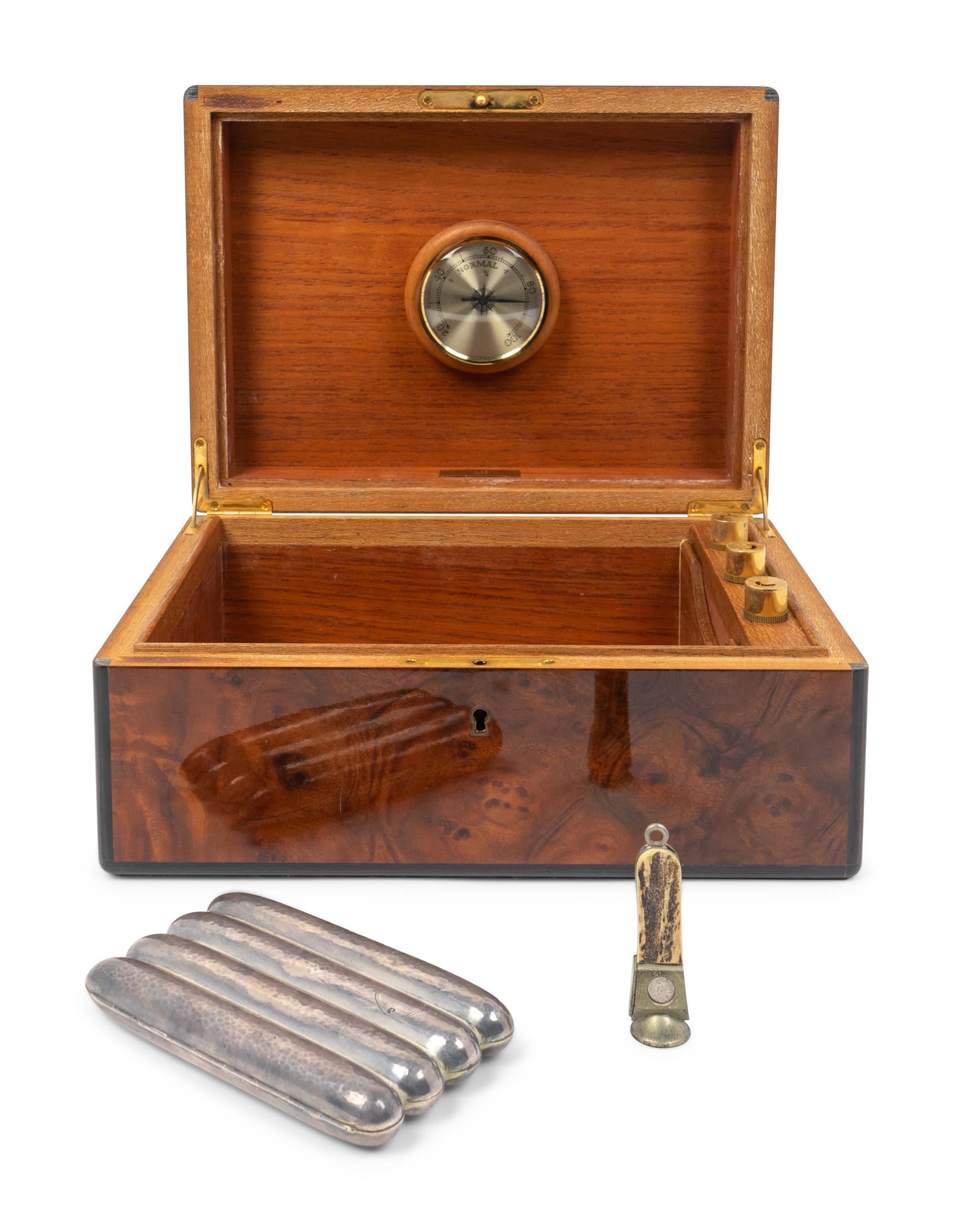 A Dunhill Burlwood Humidor — 20TH CENTURY