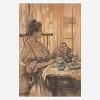 Alice Barber Stephens (American, 1858-1932) Lady with Teapot