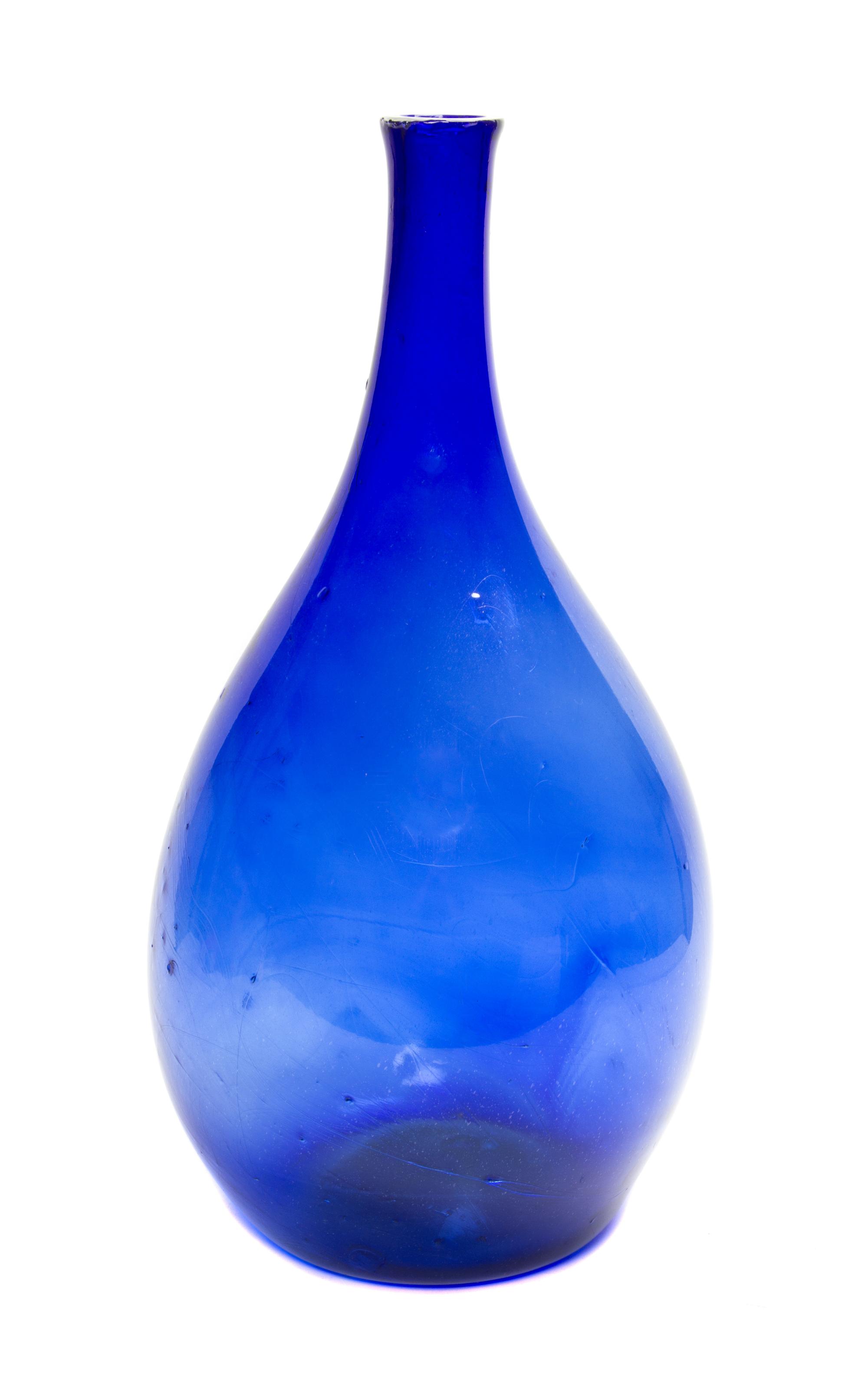 A Monumental Hand Blown Cobalt Glass Vase Height 26 3/4 inches.