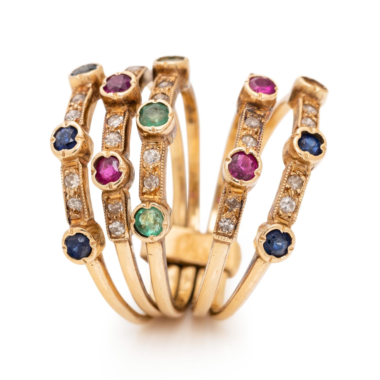 MULTIGEM AND DIAMOND HAREM RING