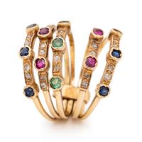 MULTIGEM AND DIAMOND HAREM RING