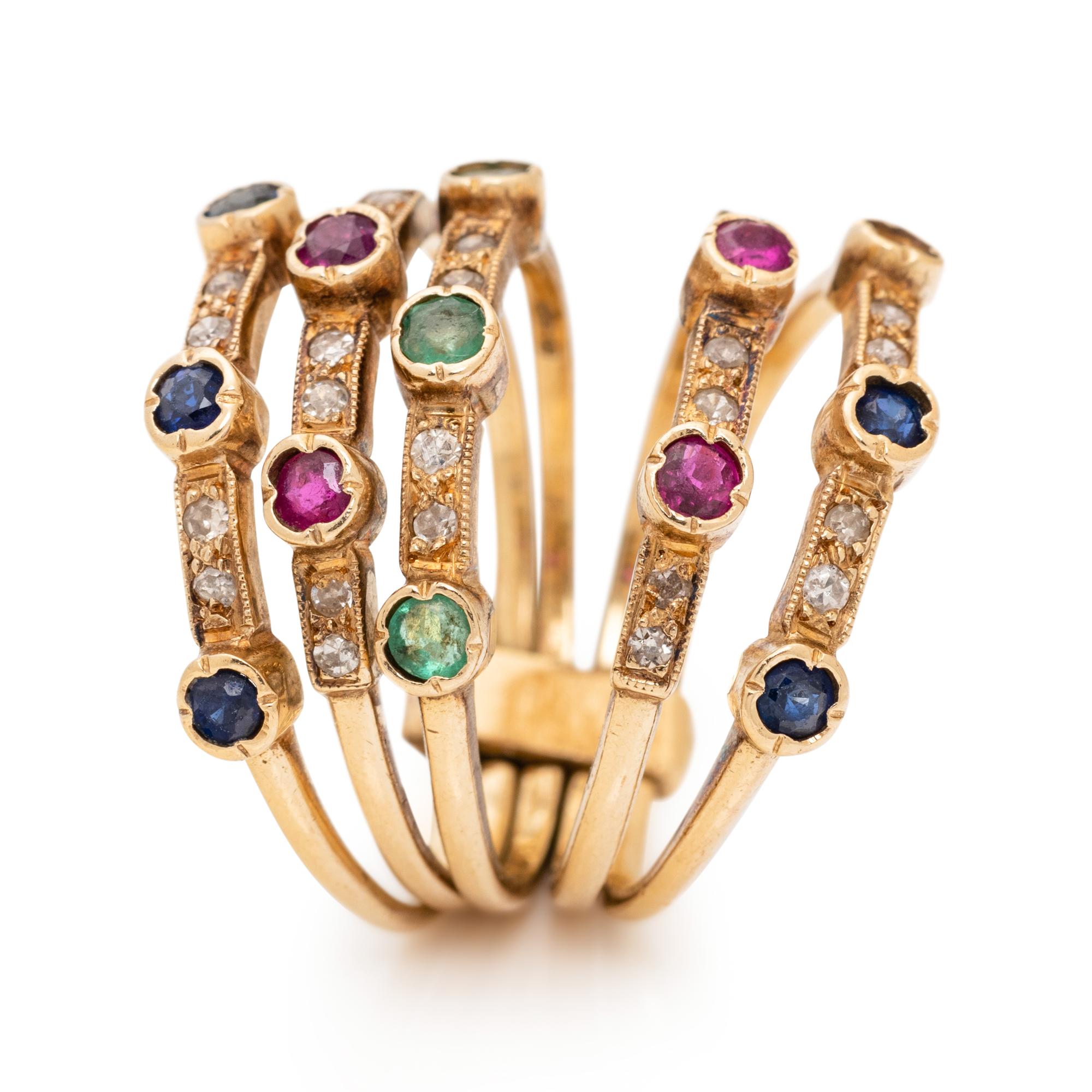 MULTIGEM AND DIAMOND HAREM RING