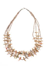 Zuni Four Strand Bird Fetish Necklace Length 26 inches