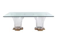 A Jeffrey Bigelow Lucite, Bronze and Glass Dining Table