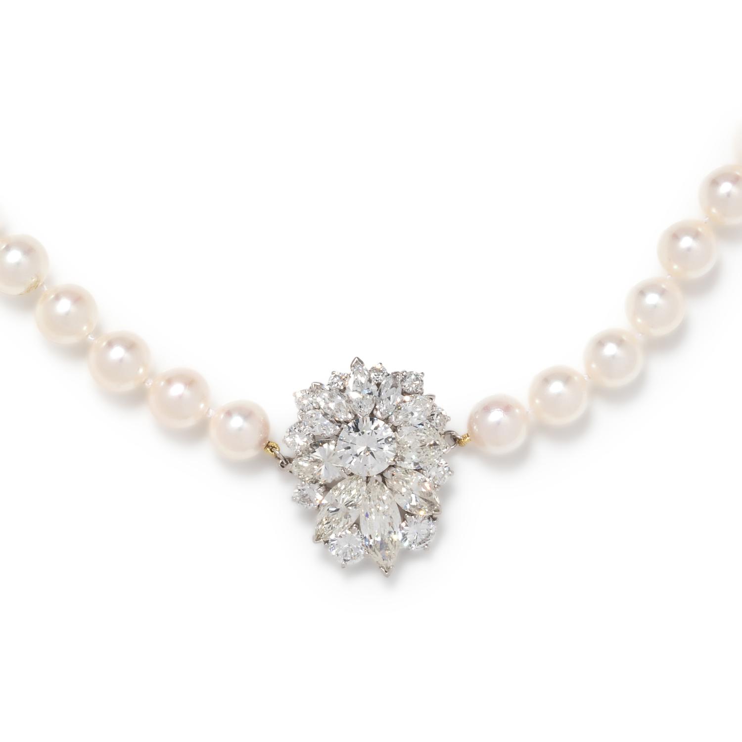 DIAMOND AND CULTURED PEARL NECKLACE