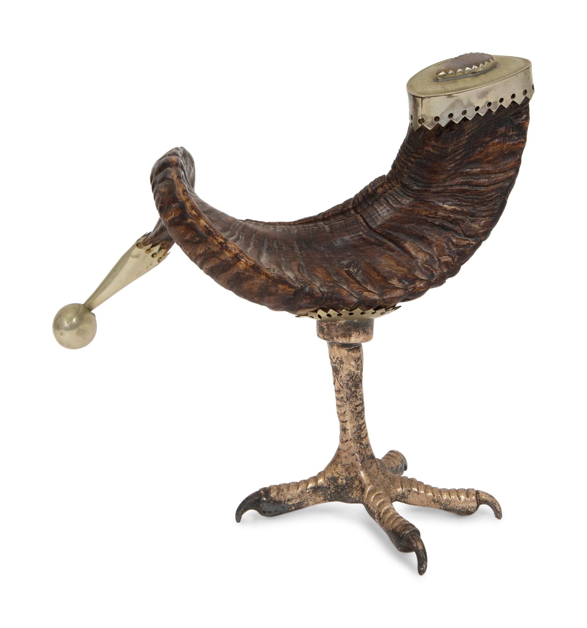 An Anthony Redmile Ram's Horn on Silver-Plate Claw Foot