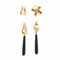 Two Pairs of Yellow Gold Earrings